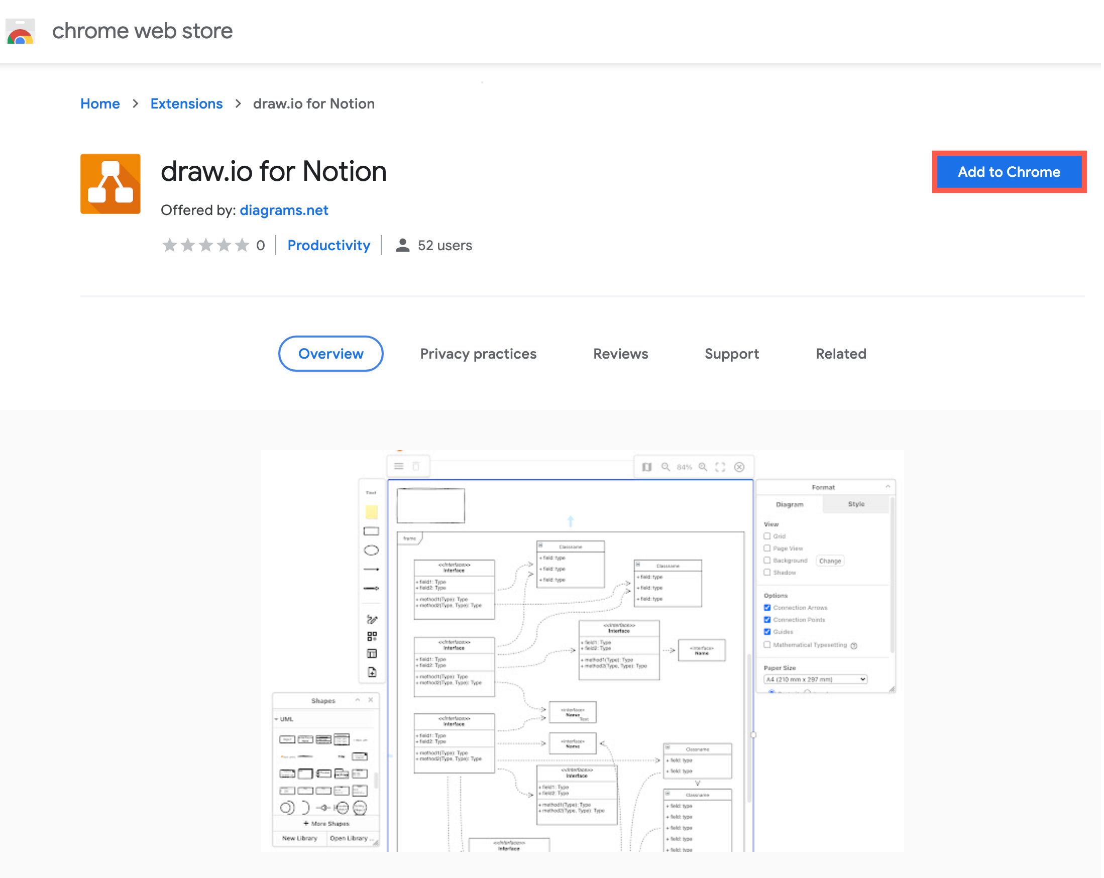 Install the draw.io for Notion Chrome extension from the chrome web store